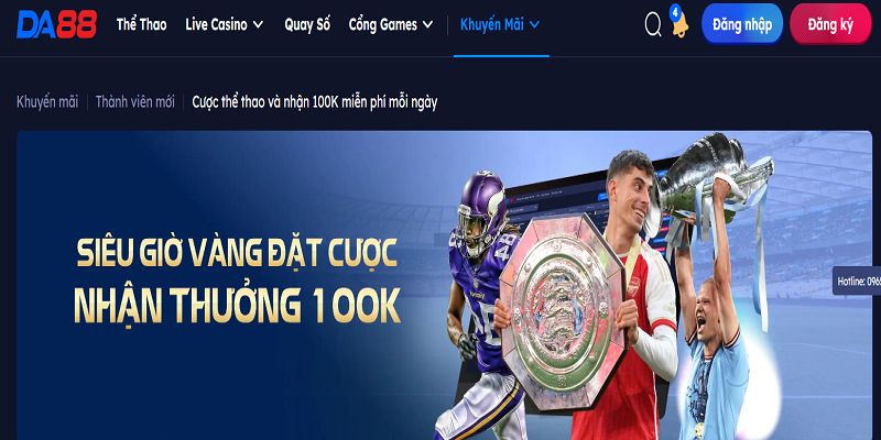 Freebet 100K đặt cược thể thao khung giờ vàng